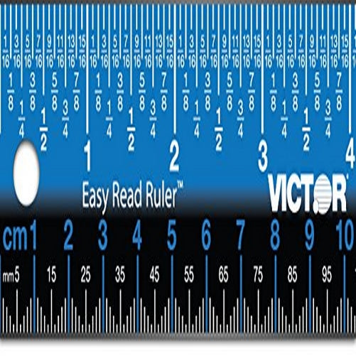 Victor EZ18SBL Easy Read Ruler 18" Stainless Steel (Blue)