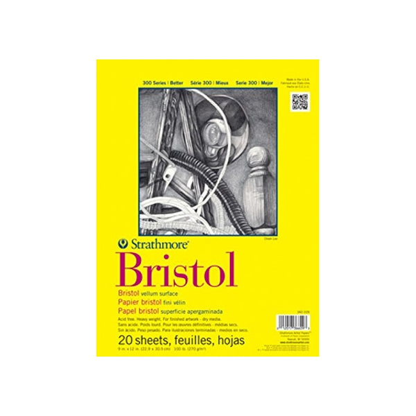 Strathmore 342-114 300 Series Bristol Vellum Pad, 14"x17" Tape Bound, 20 Sheets