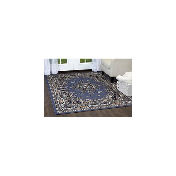 Home Dynamix Premium Sakarya Area Rug by Traditional Persian-Inspired Carpet | Stylish Medallion Print and Classic Boarder Design | Blue, Navy, Cream, Brown 3'7" x 5'2"