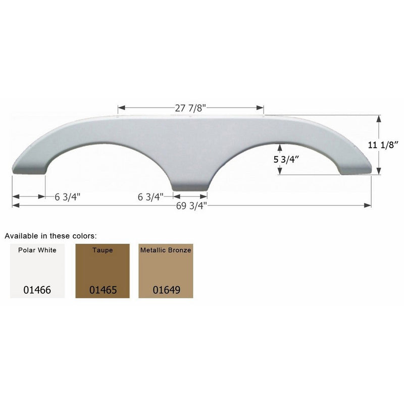 Icon 01466 Polar White 69.75" x 11.5" Tandem Fender Skirt