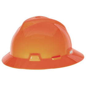 MSA 489360 V-Gard Polyethylene Protective Hat with Staz-On Suspension, Hi-Viz Orange
