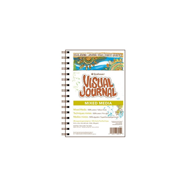 Strathmore 460-15 500 Series Visual Mixed Media Journal, 5.5"x8" Vellum, Wire Bound, 34 Sheets