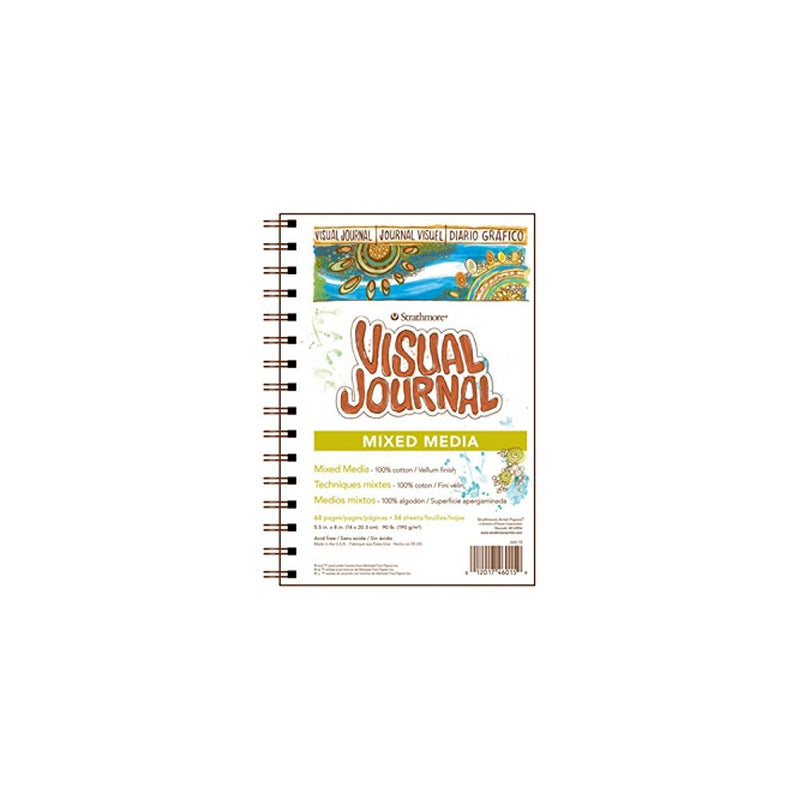 Strathmore 460-15 500 Series Visual Mixed Media Journal, 5.5"x8" Vellum, Wire Bound, 34 Sheets