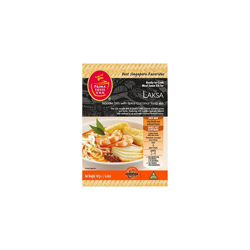 Prima Taste Laksa Coconut Curry Sauce Kit, 6.6-Ounce Boxes (Pack of 4)