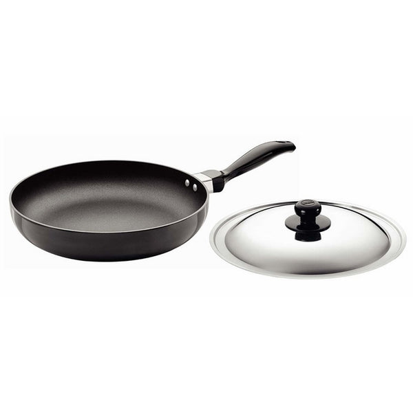 Futura Non-Stick 10-Inch Frying Pan Indian Style with Stainless Steel Lid