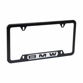 BMW License Plate Frame w Logo Black Stainless Steel