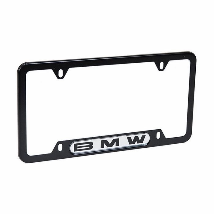 BMW License Plate Frame w Logo Black Stainless Steel