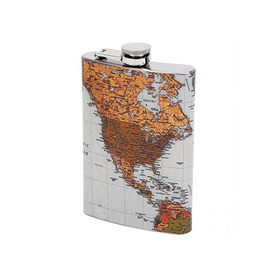 Maxam KTFLMAP Flask with Antique World M Style, 8 oz