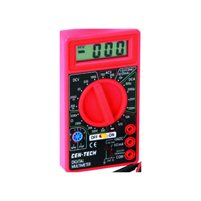 Cen-Tech Digital Amp Ohm Volt Meter Ac Dc Voltmeter Multimeter,Red