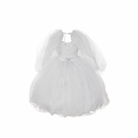 The Rain Kids Rain Kids Little Girls White Organza Tulle Baptism Cape Dress 3T