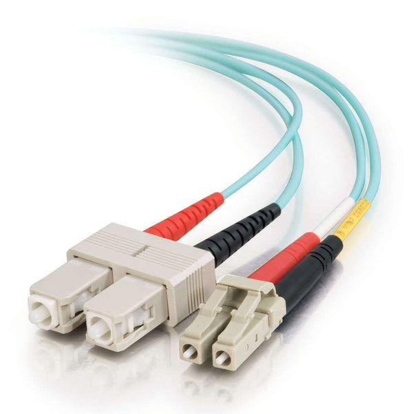 C2G/Cables to Go 33053 LC-SC 10GB 50/125 OM3 Duplex Multimode PVC Fiber Optic Cable, Aqua (3 Meter)