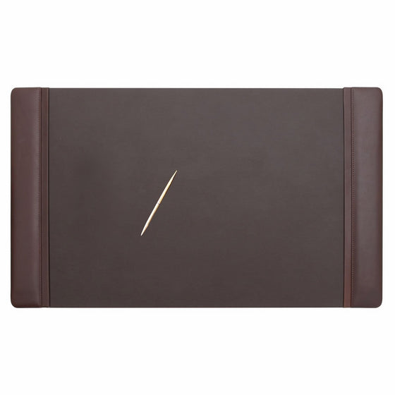 Dacasso Chocolate Brown Leather 34 by 20-Inch Desk Pad with Side Rails