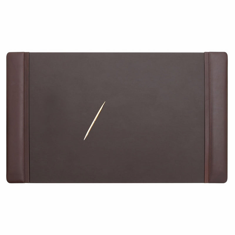 Dacasso Chocolate Brown Leather 34 by 20-Inch Desk Pad with Side Rails