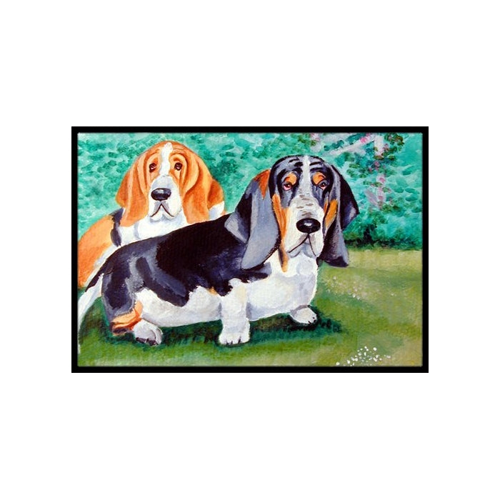 Caroline's Treasures Basset Hound Double Trouble Indoor or Outdoor Doormat, 24" x 36", Multicolor