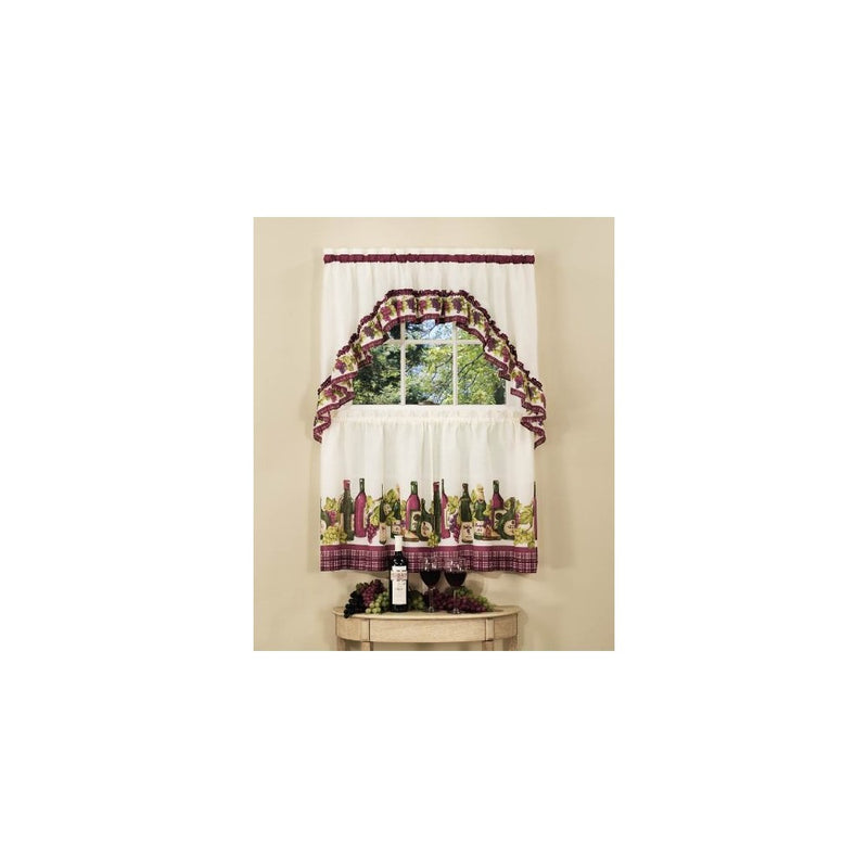 Achim Home Furnishings Chardonnay Tier and Swag Set, 57-Inch by 36-Inch, Burgundy