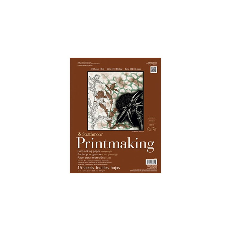 Strathmore 433-18 400 Series Printmaking Pad, Heavyweight, 18"x24" Glue Bound, 15 Sheets