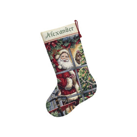 Dimensions Needlecrafts Counted Cross Stitch, Candy Cane Santa Stocking kit