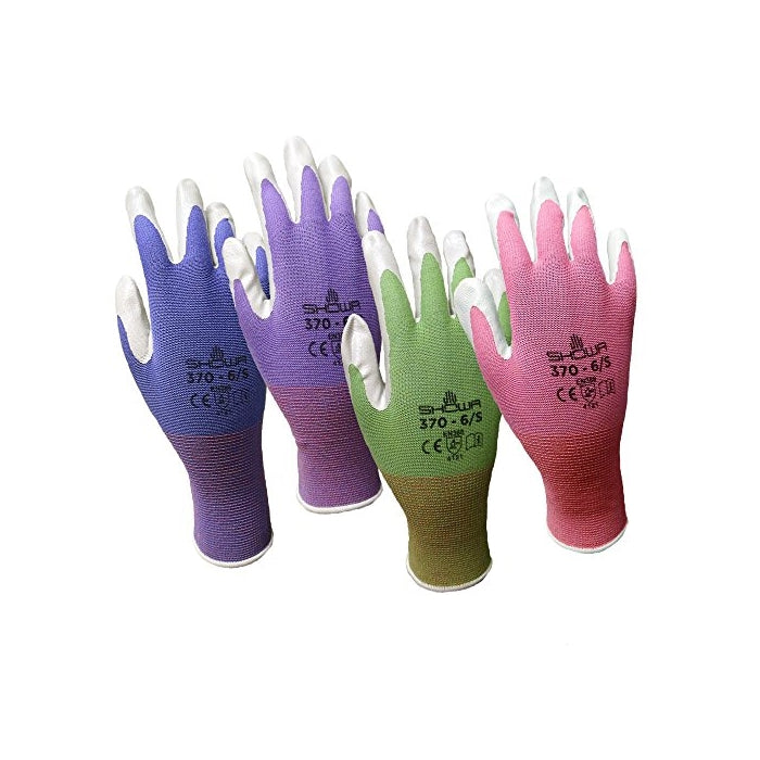 12 Pack Showa Atlas NT370 Atlas Nitrile Garden Gloves - Medium (Assorted Colors)