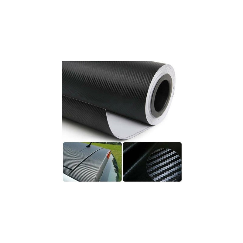3D Carbon Fiber Film Twill Weave Vinyl Sheet Roll Wrap (60" X 60", Black)