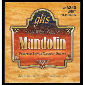 GHS Strings A250 Phosphor Bronze Mandolin Strings, Loop End, Light (.010-.038)