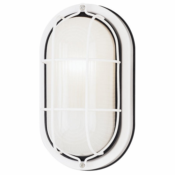 Westinghouse 6783500 One-Light Exterior Wall Fixture, White Finish on Steel with White Glass Lens