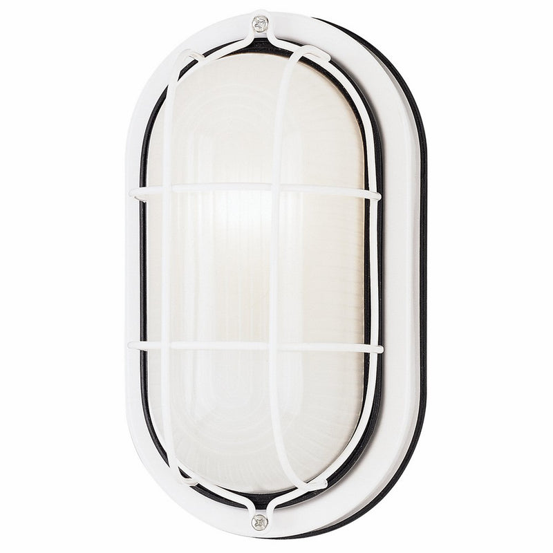 Westinghouse 6783500 One-Light Exterior Wall Fixture, White Finish on Steel with White Glass Lens