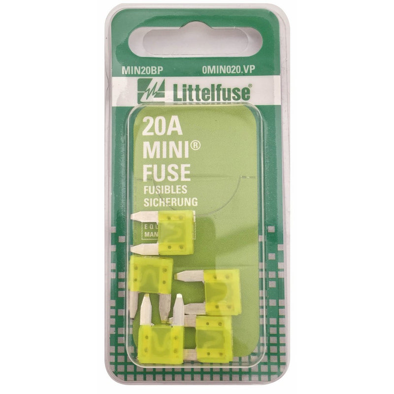 Littelfuse MIN20BP MINI 297 Series Fast-Acting Automotive Blade Fuse - Pack of 5