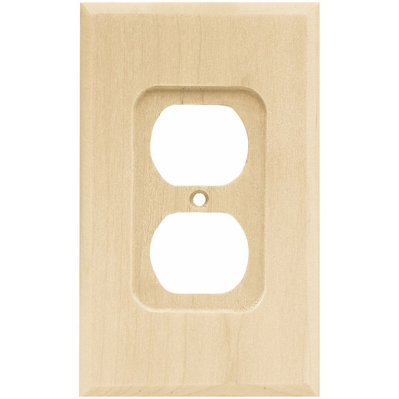 Brainerd 64666 Wood Square Single Duplex Outlet Wall Plate/Switch Plate/Cover, Unfinished