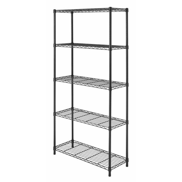 Whitmor Supreme 5 Tier Shelving with Adjustable Shelves and Leveling Feet - Black