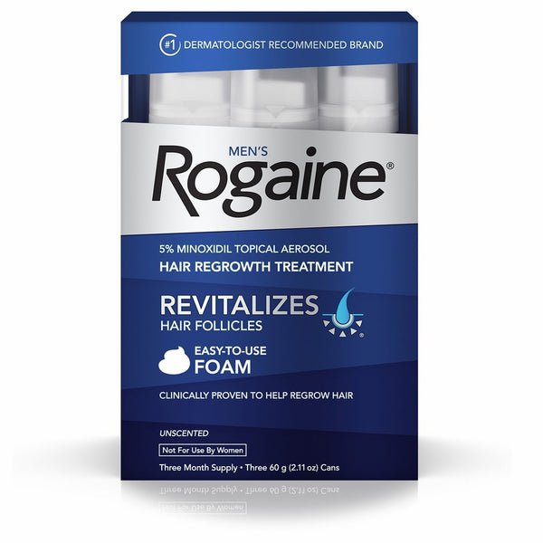 Men's Rogaine 5% Minoxidil Foam for Hair Loss and Hair Regrowth, Topical Treatment for Thinning Hair, 3-Month Supply