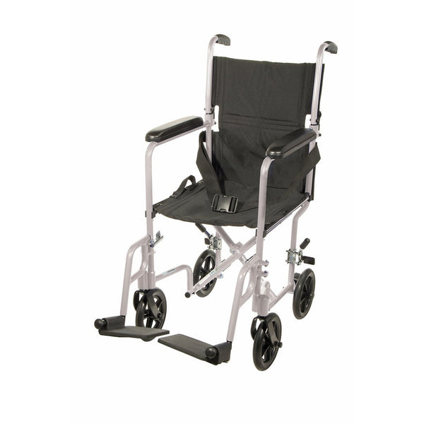 Drive Medical Aluminum Transport Chair, 19", Silver