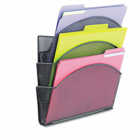 Safco Products 4175BL Onyx Mesh Magnetic Triple File Pocket, Letter Size, Black