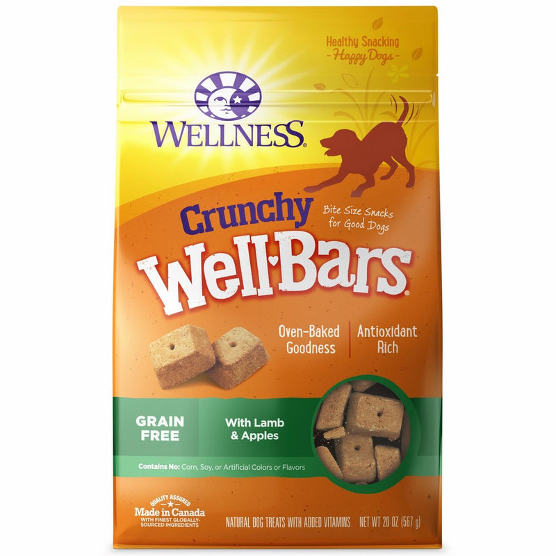 Wellness WellBars Crunchy Wheat Free Natural Dog Treats, Lamb & Apple, 20-Ounce Box