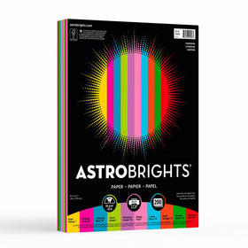 WAUSAU 20008 Astrobrights Color Paper, 8.5” x 11”, 24 lb/89 gsm, “Charisma” 10-Color Assortment, 200 Sheets
