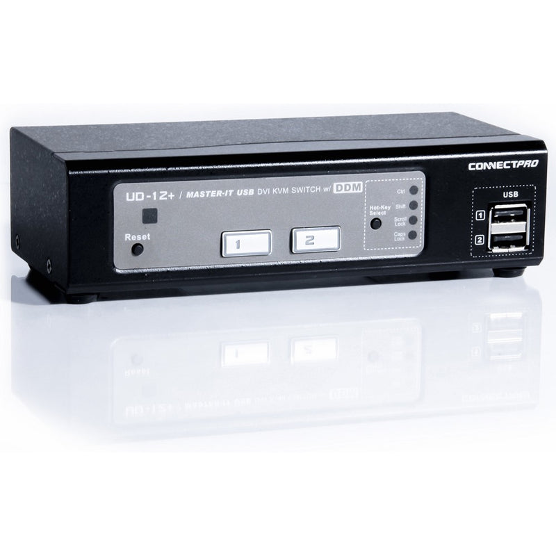 ConnectPRO UD-12KIT, 2-port USB DVI KVM switch w/DDM & multi-hotkey