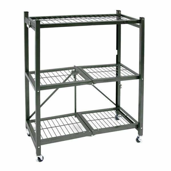 Origami General Purpose Foldable 3-Shelf Storage Rack with Wheels, Small