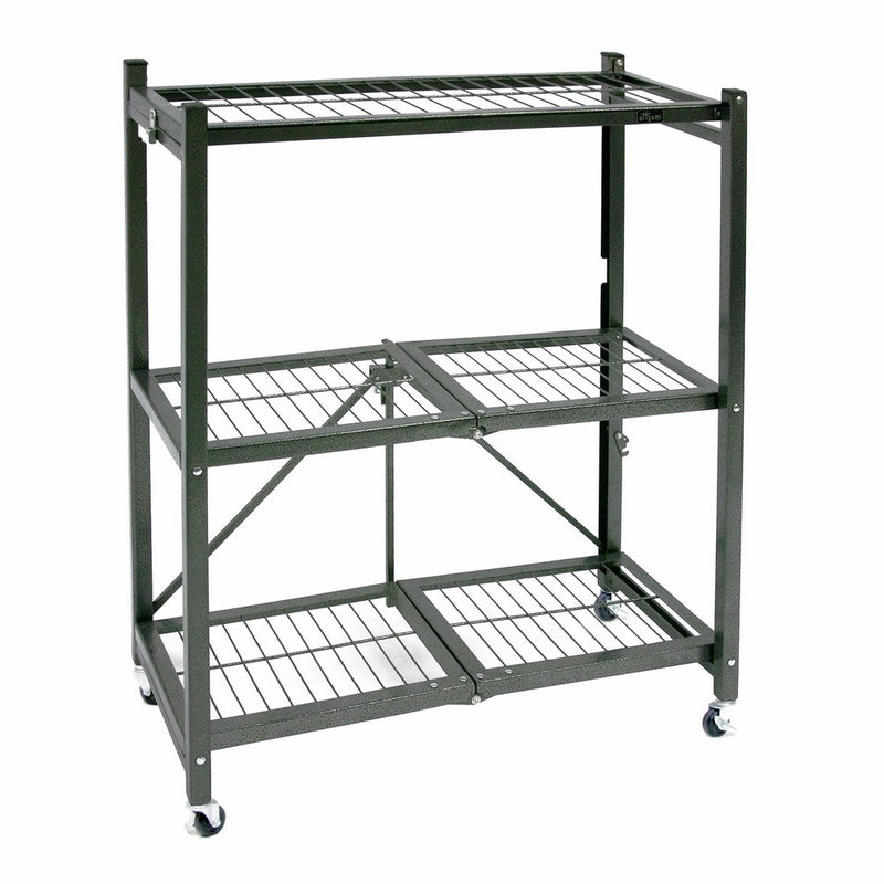 Origami General Purpose Foldable 3-Shelf Storage Rack with Wheels, Small