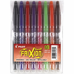 Pilot FriXion Ball Erasable Gel Pens Fine Point (.7) 8-pk Pouch Black/Blue/Red/Pink/Purple/Orange/Lime/Brown Inks ; Make Mistakes Disappear, No Need For White Out with America's #1 Selling Pen Brand