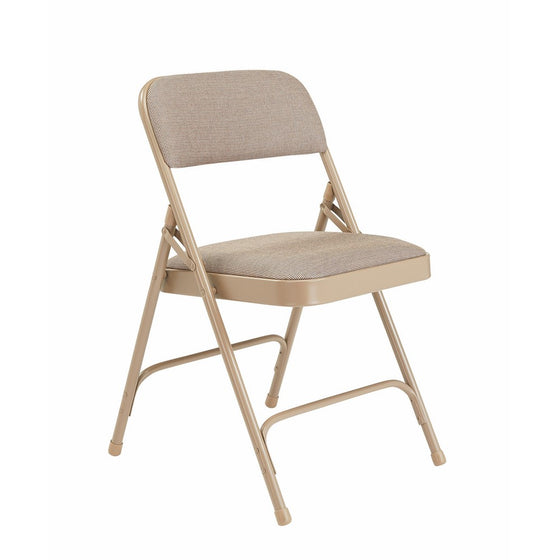National Public Seating 2201 Series Steel Frame Upholstered Premium Fabric Seat and Back Folding Chair with Double Brace, 480 lbs Capacity, Cafe Beige/Beige (Carton of 4)