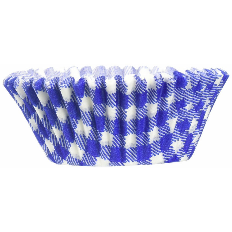 Jubilee Sweet Arts 50 Count Gingham Cupcake Baking Liners, Standard Size, Blue