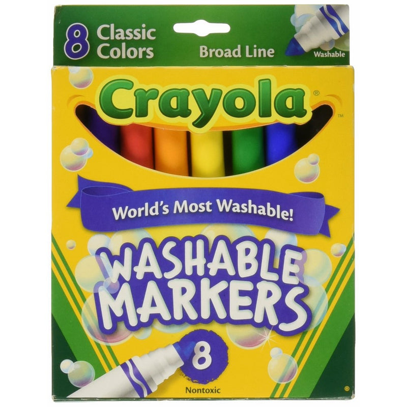 Crayola Washable Markers, Broad Line, 8 Ct.