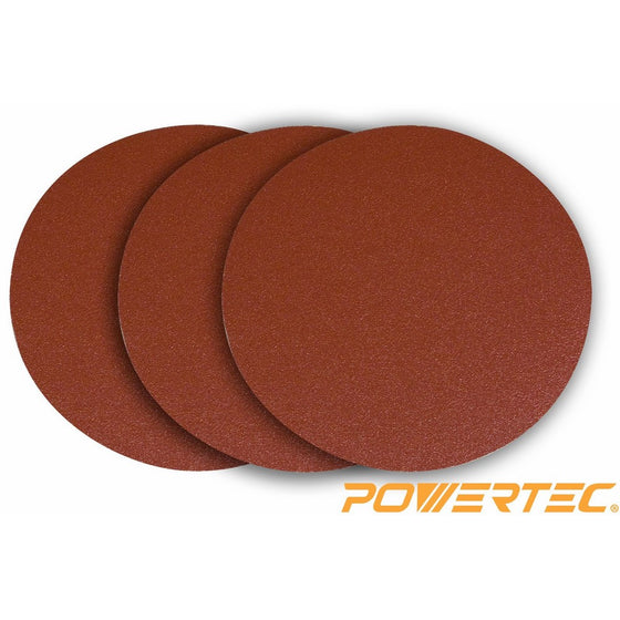 POWERTEC 110603 12-Inch PSA 80 Grit Aluminum Oxide Sanding Disc, Self Stick, 3-Pack
