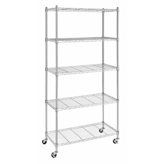 Whitmor Supreme 5 Tier Cart - Rolling Utility Organizer - Chrome