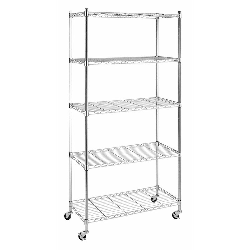 Whitmor Supreme 5 Tier Cart - Rolling Utility Organizer - Chrome