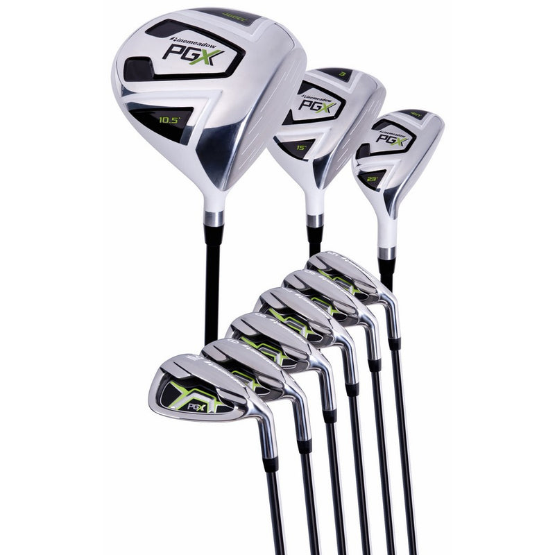 Pinemeadow Men's PGX Golf Set-Driver, 3 Wood, Hybrid, 5-PW Irons (Right Handed, Regular Flex)