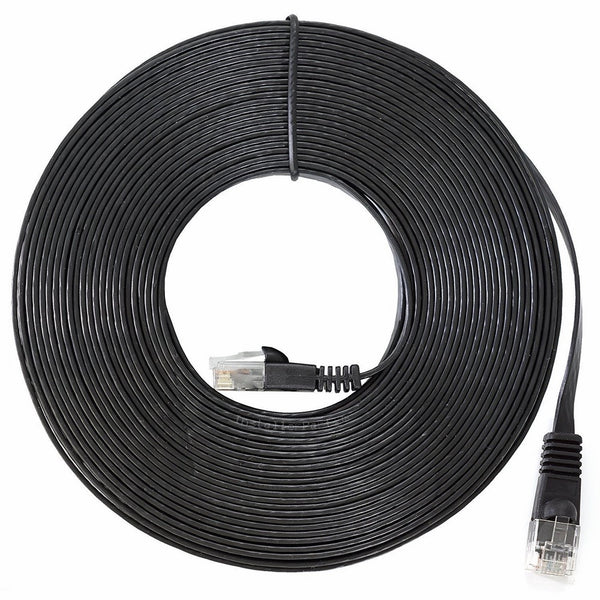 InstallerParts Ethernet Cable CAT6 Cable Flat 35 FT - Black - Professional Series - 10Gigabit/Sec Network/High Speed Internet Cable - Ethernet Cord, 550MHZ