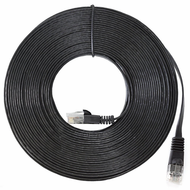 InstallerParts Ethernet Cable CAT6 Cable Flat 35 FT - Black - Professional Series - 10Gigabit/Sec Network/High Speed Internet Cable - Ethernet Cord, 550MHZ