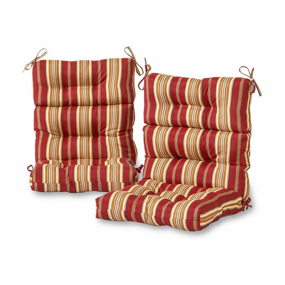 Greendale Home Fashions Outdoor High Back Chair Cushion (set of 2), Roma Stripe