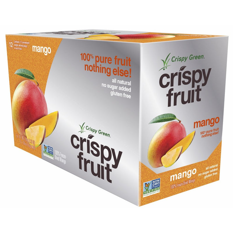 Crispy Green Freeze-Dried Fruits, Non-GMO, Gluten Free, No Sugar Added, Mango, 0.36 Ounce (12 Count)