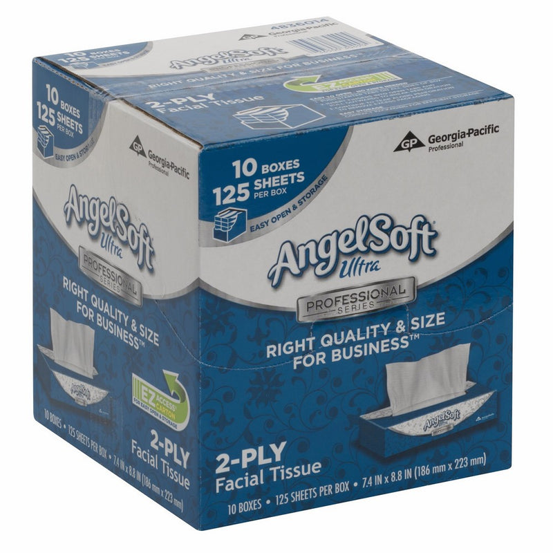 Georgia-Pacific Angel Soft Ultra Professional Series 2-Ply Facial Tissue by GP PRO, Flat Box, 4836014, 125 Sheets Per Box, 10 Boxes Per Case